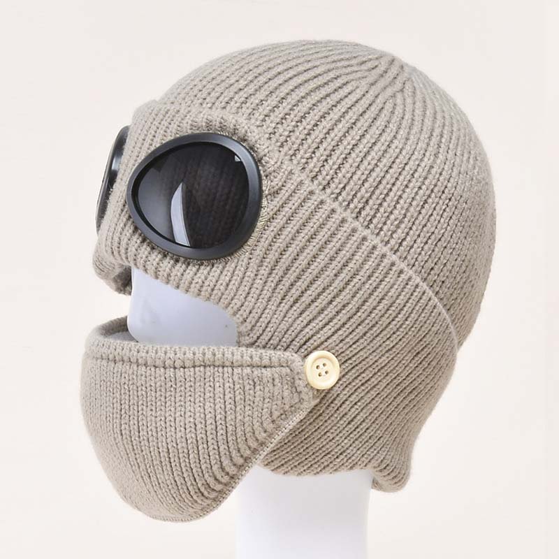 ⛷️ 3-i-1 – Mössa, skidglasögon och halsvärmare i ett! Unisex-stickad mössa, varm och vindtät 🧢-9