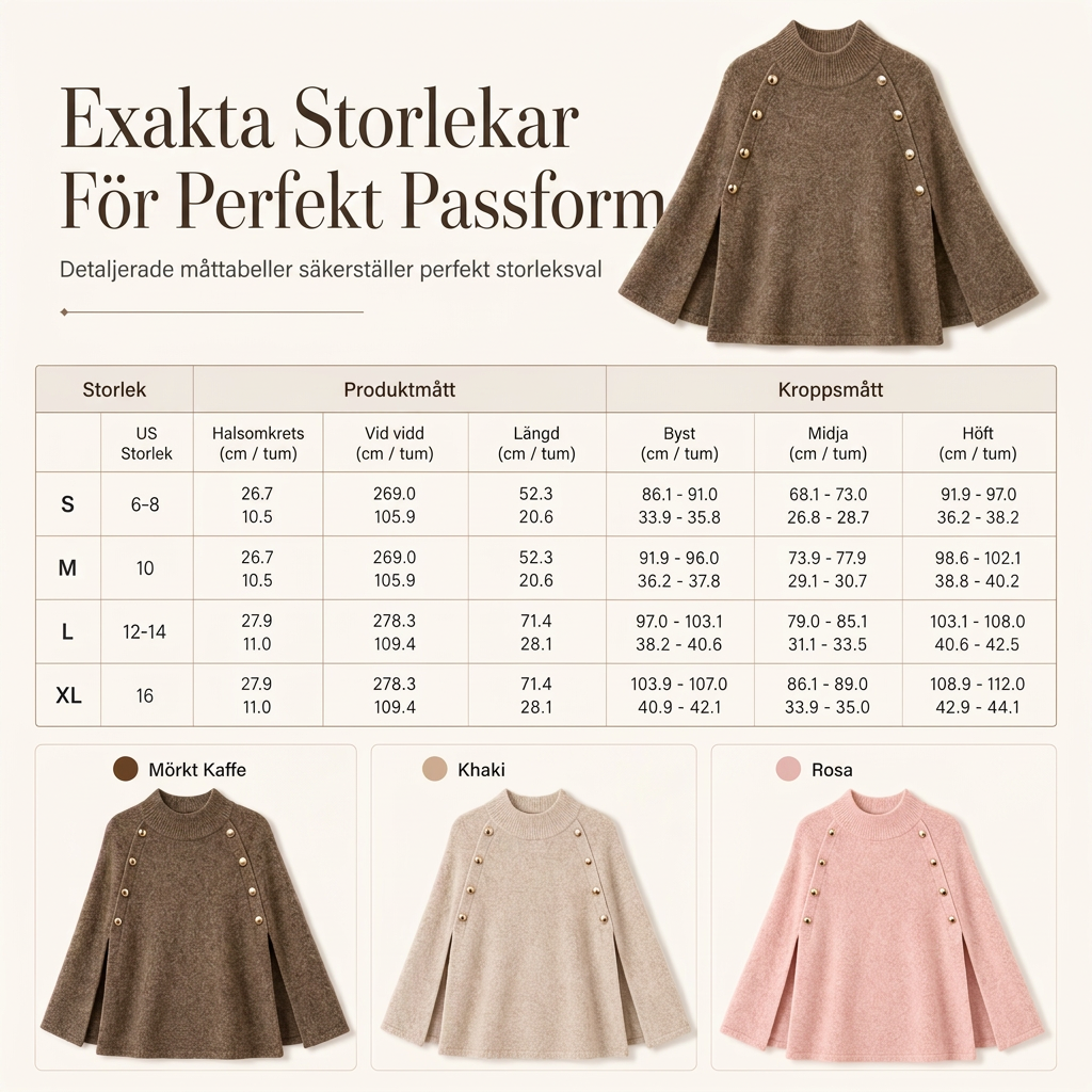 Damknittad cape-poncho med knappar-7