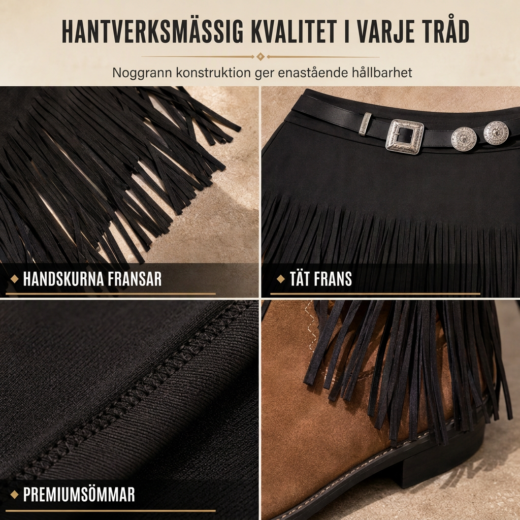 🔥50 % rabatt!🔥 Damkjol med elastisk midja och fransar, fashionabel och mångsidig kjol för vår och höst-3