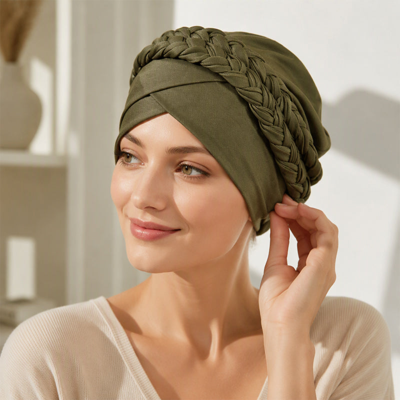 Elegant Turbanmössa för Kvinnor – Mjuk, Varm & Stilren Flätad Design för Höst och Vinter-9