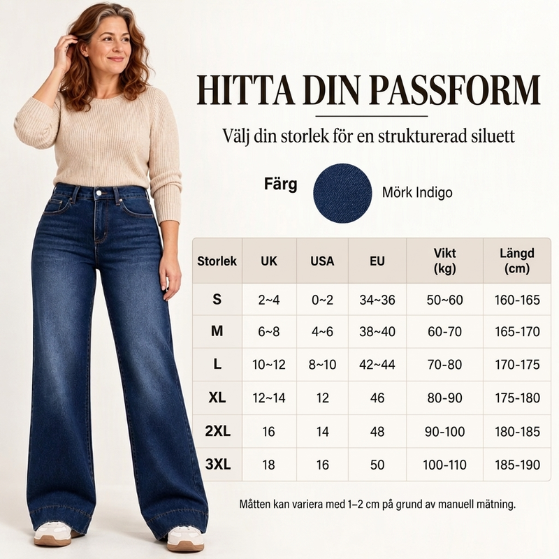 🚚 Fri frakt på just den här produkten!  🥳Gratis frakt!🥳 Termiska damjeans med vid ben och hög midja-2