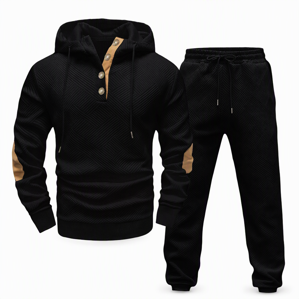 🔥Fri frakt✈️2-delat jacquard-träningsset för herrar – avslappnad hoodie med matchande joggingbyxor, bekvämt och snyggt för hösten och vintern 👕-9