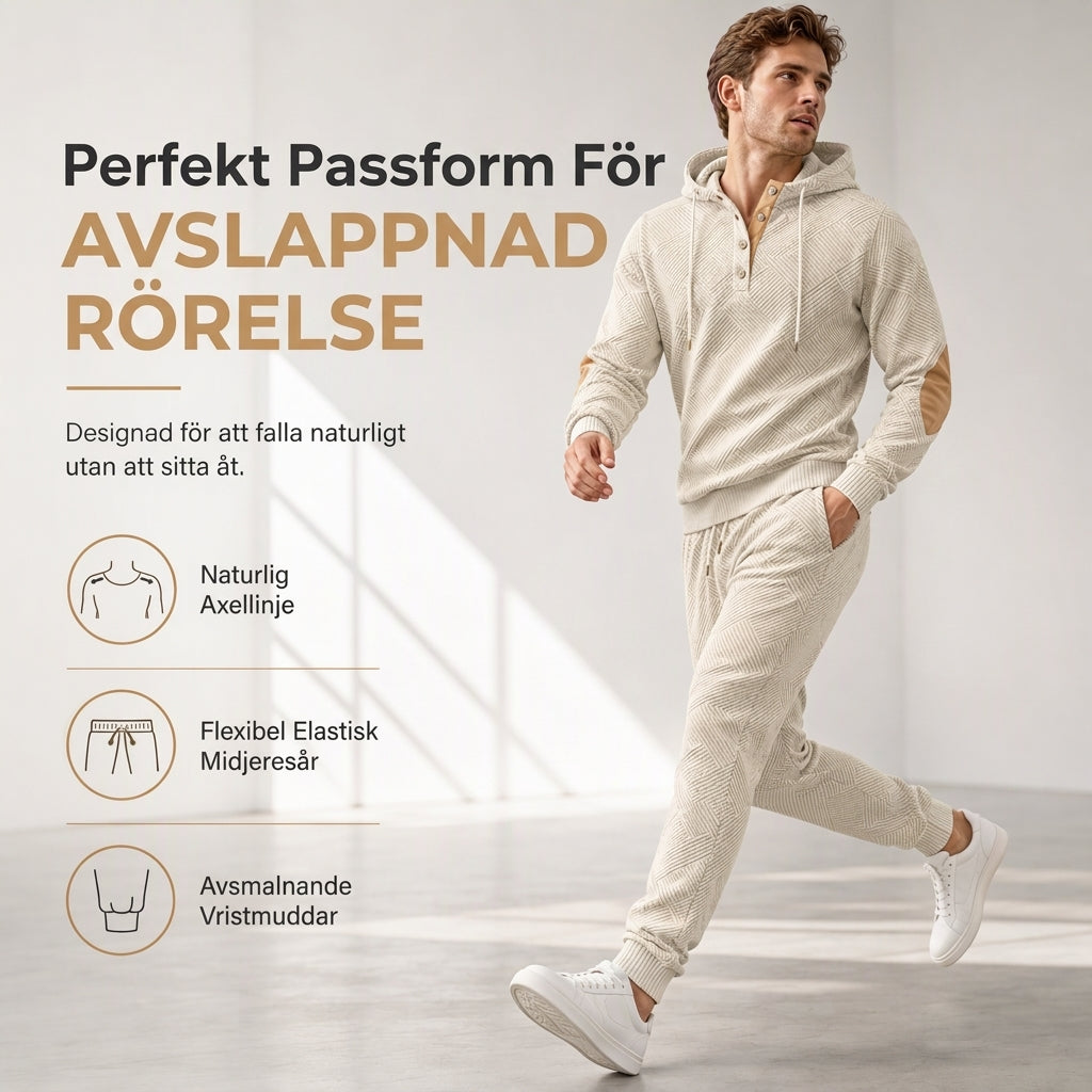 🔥Fri frakt✈️2-delat jacquard-träningsset för herrar – avslappnad hoodie med matchande joggingbyxor, bekvämt och snyggt för hösten och vintern 👕-5
