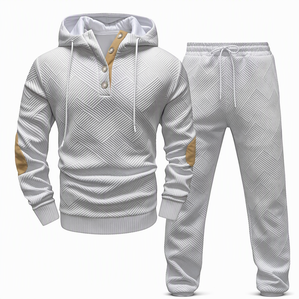 🔥Fri frakt✈️2-delat jacquard-träningsset för herrar – avslappnad hoodie med matchande joggingbyxor, bekvämt och snyggt för hösten och vintern 👕-10