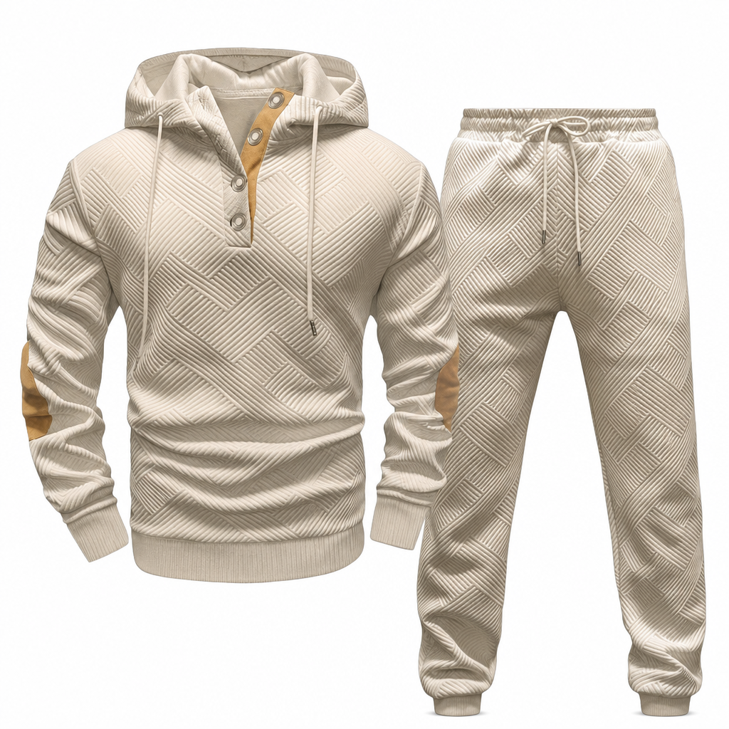 🔥Fri frakt✈️2-delat jacquard-träningsset för herrar – avslappnad hoodie med matchande joggingbyxor, bekvämt och snyggt för hösten och vintern 👕-12