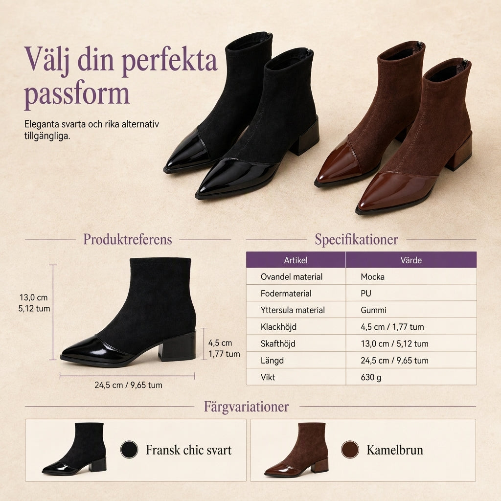 🔥Populär produkt! ✨Stövletter för dam med spetsig tå, stretchigt skaft och låg klack-6