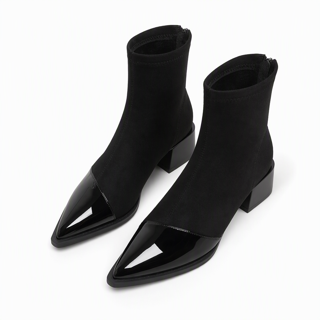 🔥Populär produkt! ✨Stövletter för dam med spetsig tå, stretchigt skaft och låg klack-10