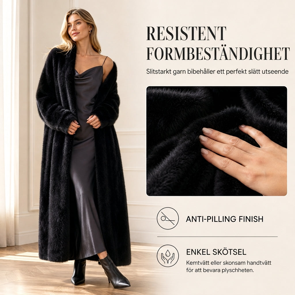 🥰 Nyhet! Lång damkofta i fleece med imiterad päls, en fluffig oversized stickad kofta för höst och vinter-6