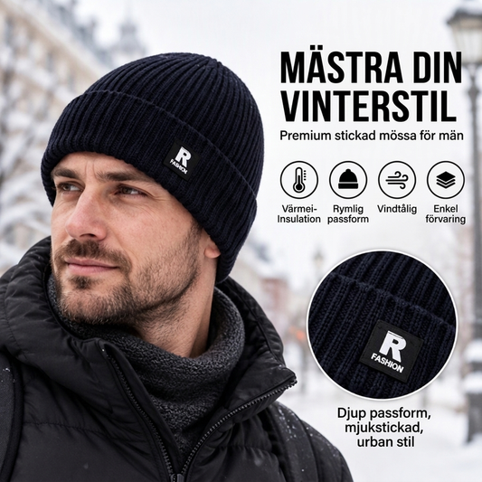 🧢 Lösstickad varm mössa för män – mjuk, bekväm och perfekt för kalla höst- och vinterdagar! ✨