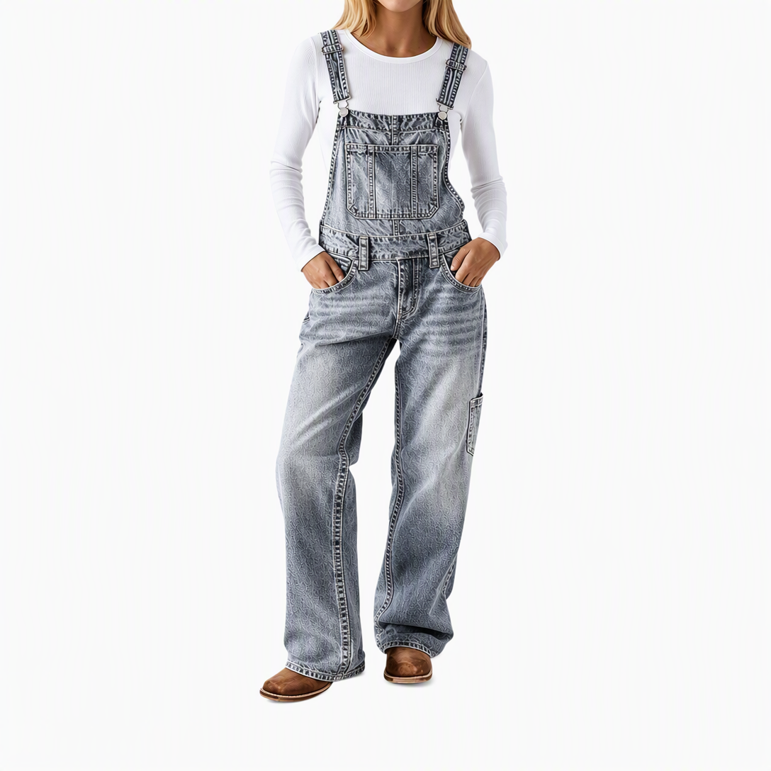 🚚 Fri frakt på just den här produkten!  👖 Vintage denim-overall för dam med hängslen och raka ben – stretchig, bekväm och tidlös, perfekt för vardag och höst! ✨-7