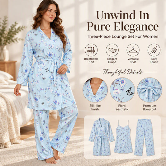 🔥50 % rabatt! Damens eleganta blommiga 3-delade pyjamas