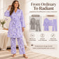 🔥50 % rabatt! Damens eleganta blommiga 3-delade pyjamas-2