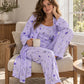 🔥50 % rabatt! Damens eleganta blommiga 3-delade pyjamas-6