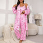 🔥50 % rabatt! Damens eleganta blommiga 3-delade pyjamas-12