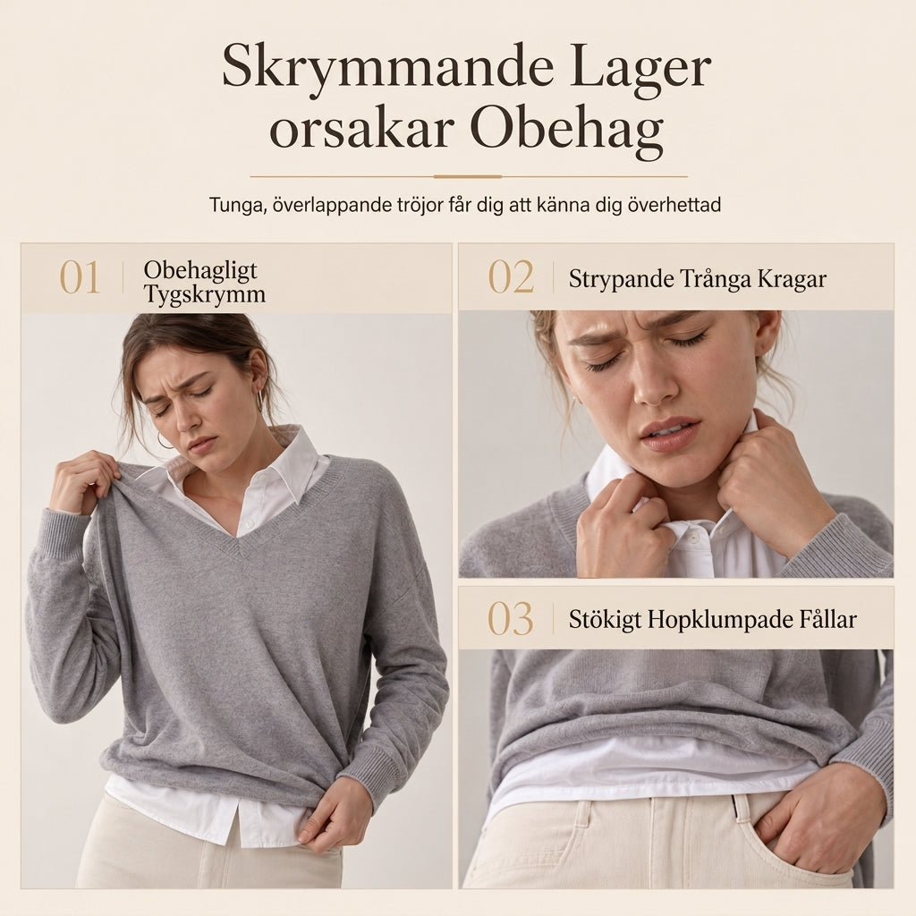 👚 Mjuk Stickad Tröja för Dam med V-ringning, Knappslå och Lager-på-lager-look-1