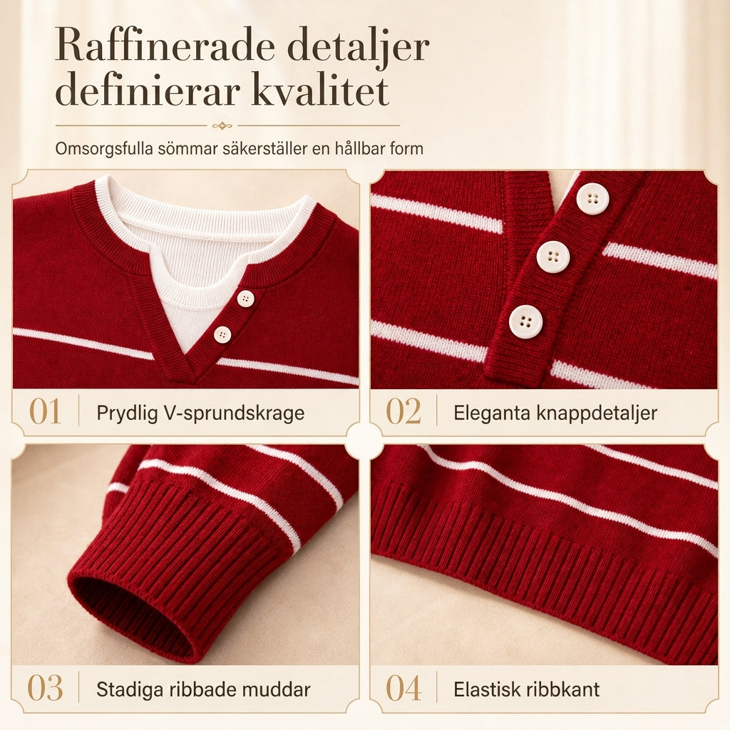 👚 Mjuk Stickad Tröja för Dam med V-ringning, Knappslå och Lager-på-lager-look-4