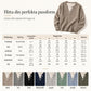 👚 Mjuk Stickad Tröja för Dam med V-ringning, Knappslå och Lager-på-lager-look-7
