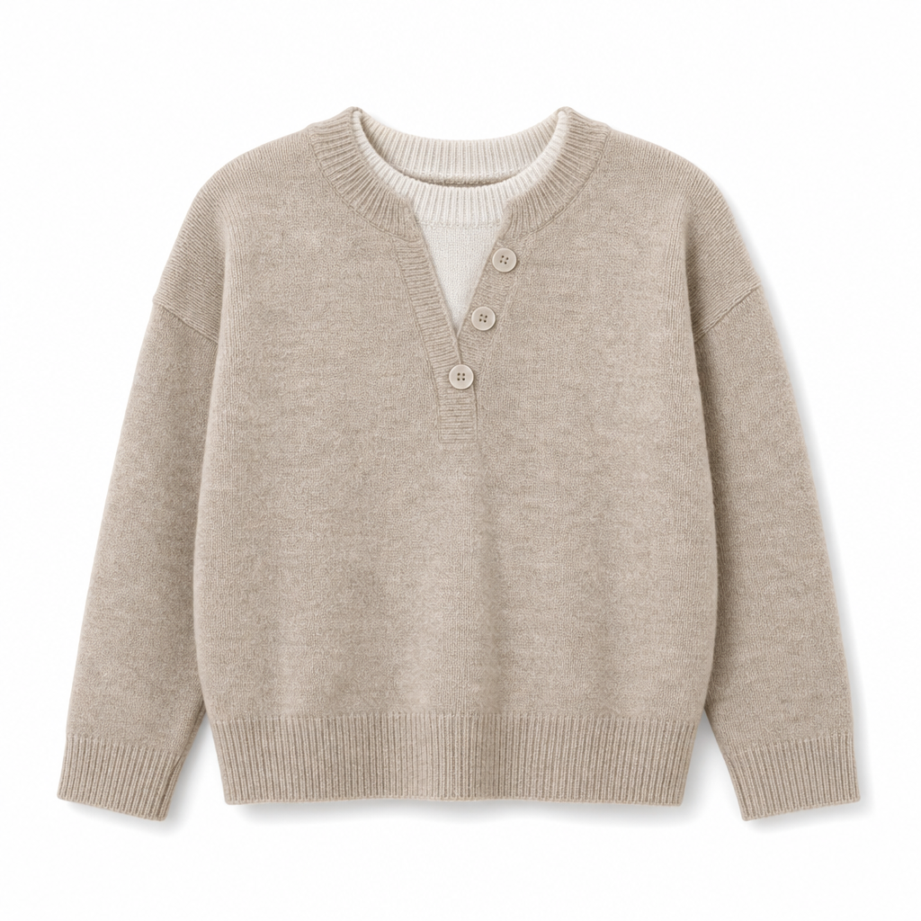 👚 Mjuk Stickad Tröja för Dam med V-ringning, Knappslå och Lager-på-lager-look-17