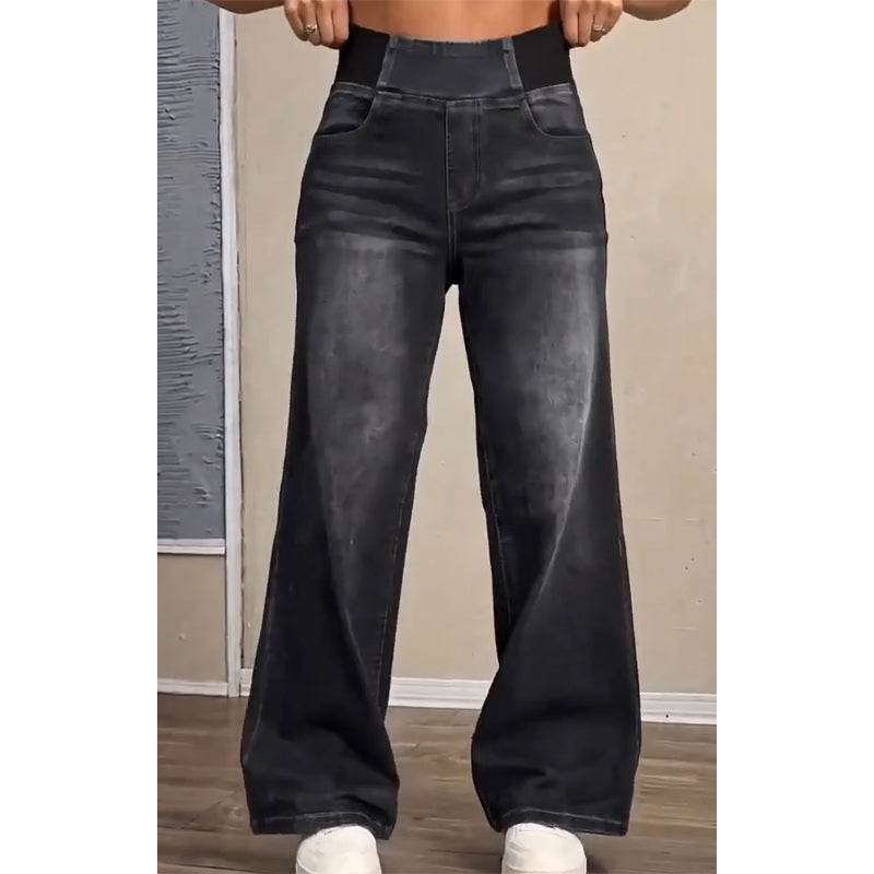 🚚 Fri frakt på just den här produkten!  🖤Black Friday – Förhandstillgång: 50 % Rabatt👖kvinnors avslappnade jeans med stretch och vida ben-9