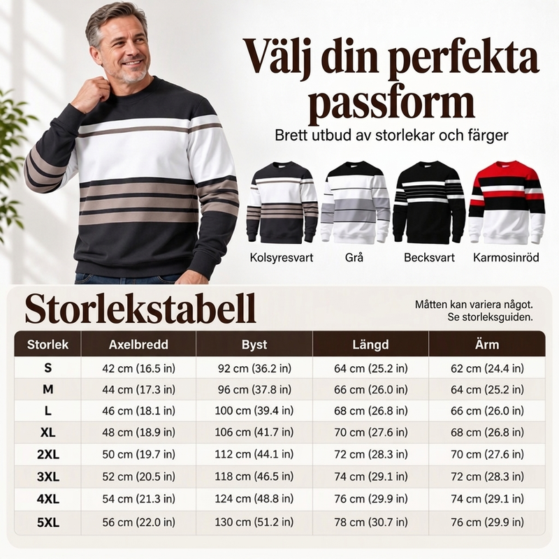 🖤Black Friday – Förhandstillgång: 50 % Rabatt🖤✨Randig tröja med rund hals för män – klassiska ränder, avslappnad passform, bekväm att ha på sig varje dag-2