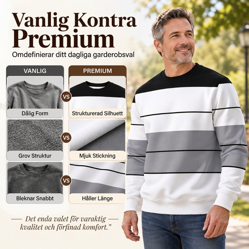 🖤Black Friday – Förhandstillgång: 50 % Rabatt🖤✨Randig tröja med rund hals för män – klassiska ränder, avslappnad passform, bekväm att ha på sig varje dag-3