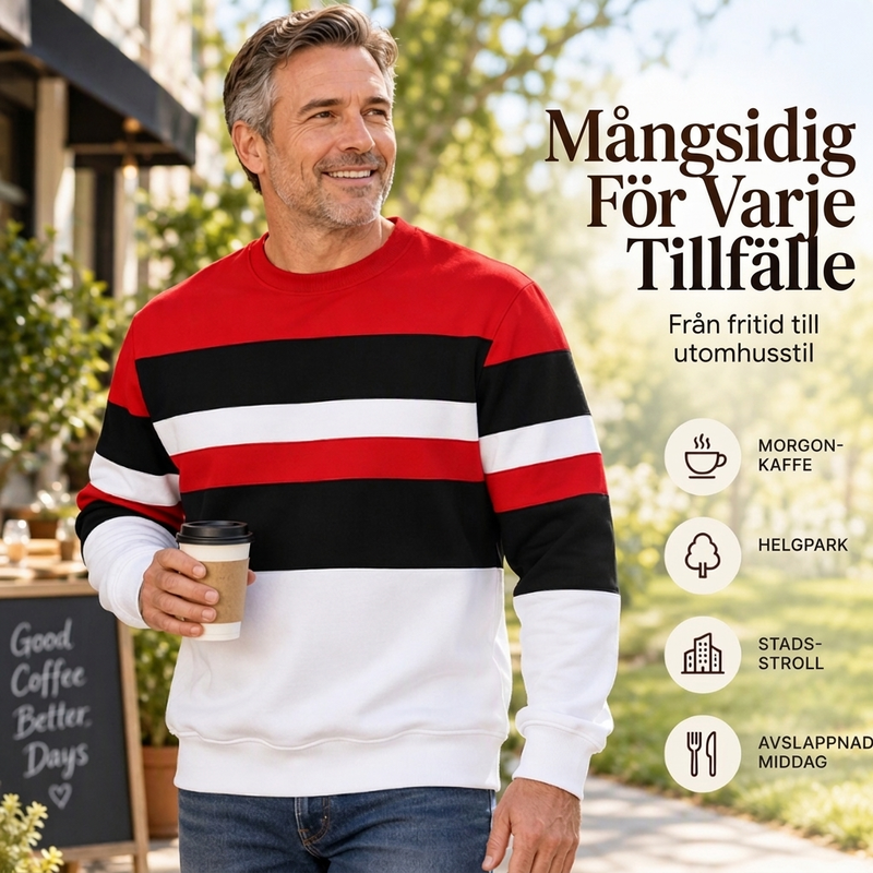 🖤Black Friday – Förhandstillgång: 50 % Rabatt🖤✨Randig tröja med rund hals för män – klassiska ränder, avslappnad passform, bekväm att ha på sig varje dag-5