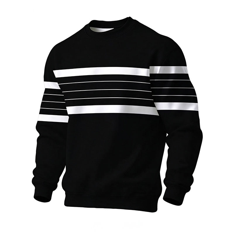 🖤Black Friday – Förhandstillgång: 50 % Rabatt🖤✨Randig tröja med rund hals för män – klassiska ränder, avslappnad passform, bekväm att ha på sig varje dag-10