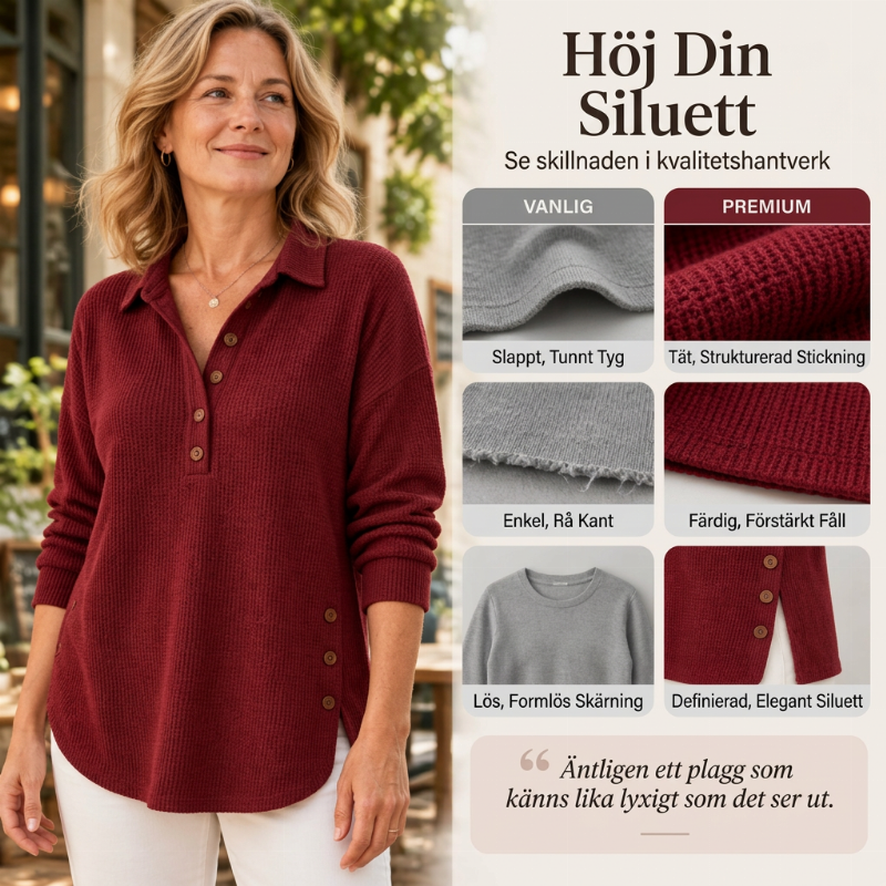 🧶✨ Långärmad topp i våffelstickad för kvinnor-2