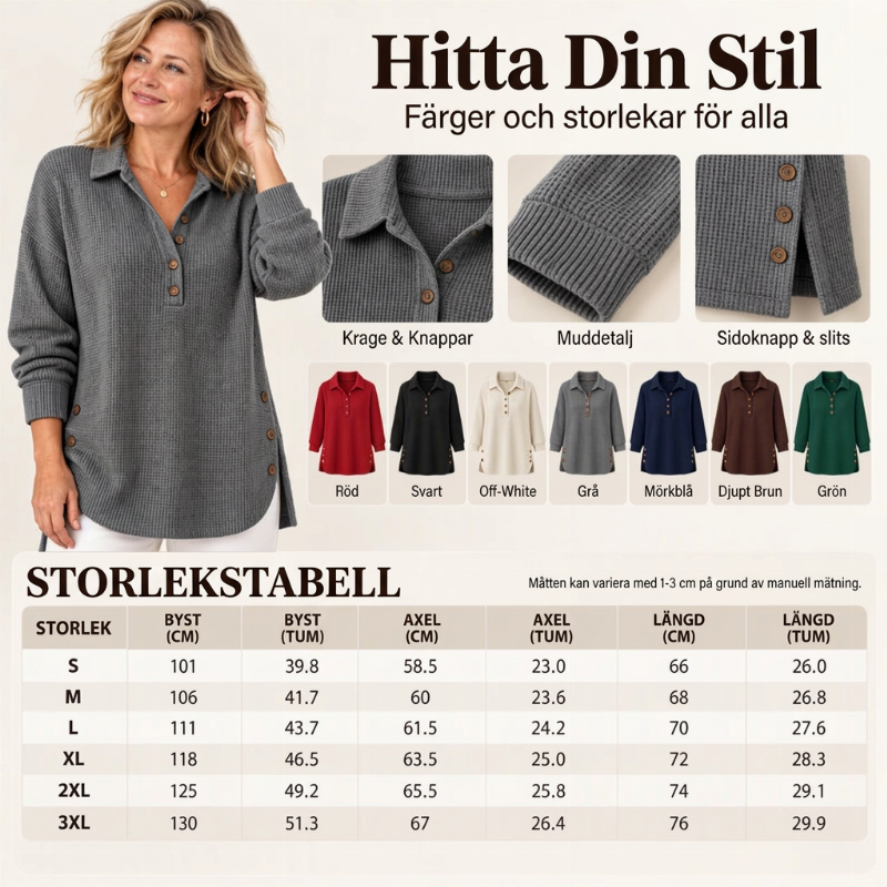 🧶✨ Långärmad topp i våffelstickad för kvinnor-5