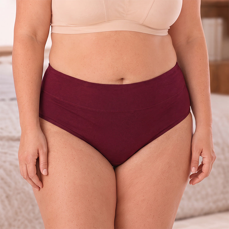 🌸 3-pack Bekväma menstruationstrosor (Plus size) – Andas, formar & skyddar mot läckage-11