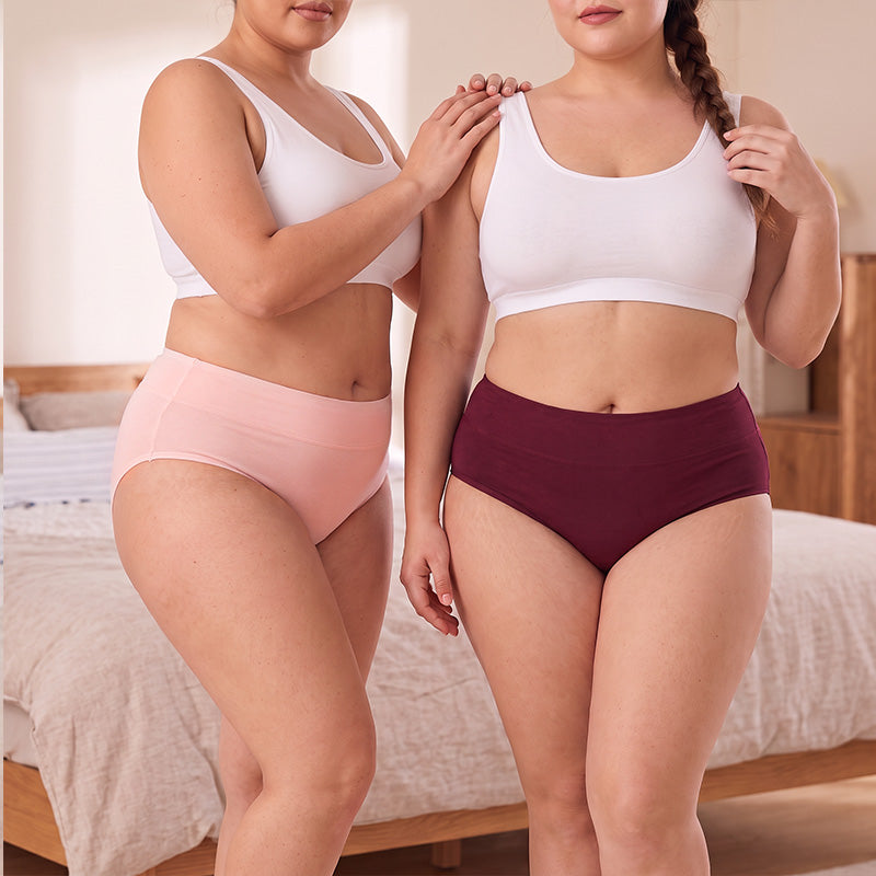 🌸 3-pack Bekväma menstruationstrosor (Plus size) – Andas, formar & skyddar mot läckage-17