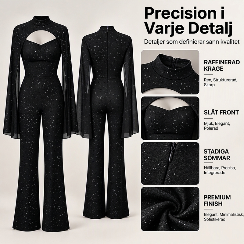 🚚 Fri frakt på just den här produkten!  🖤 Glittrig jumpsuit med kapärmar för damer✨-1