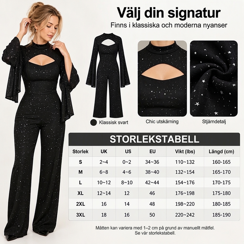 🚚 Fri frakt på just den här produkten!  🖤 Glittrig jumpsuit med kapärmar för damer✨-5