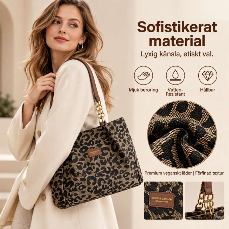 👜 50% RABATT NU! 🐆 Dam Elegant Handväska – Stor Kapacitet, Leopardprint & Mångsidig – Rymlig Tote För Arbete, Pendling & Vardagsliv ✨-3