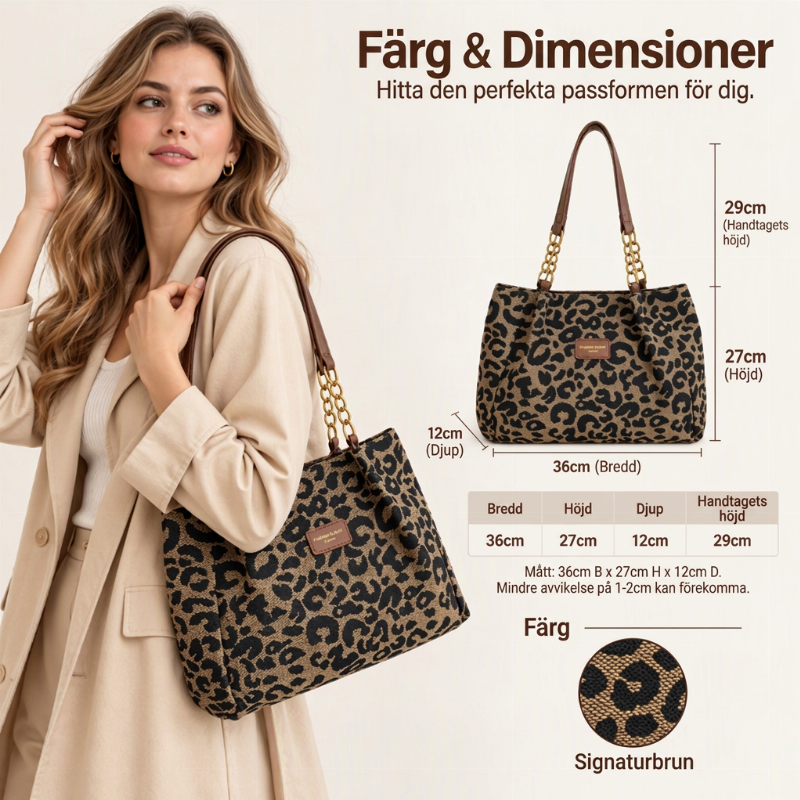 👜 50% RABATT NU! 🐆 Dam Elegant Handväska – Stor Kapacitet, Leopardprint & Mångsidig – Rymlig Tote För Arbete, Pendling & Vardagsliv ✨-5