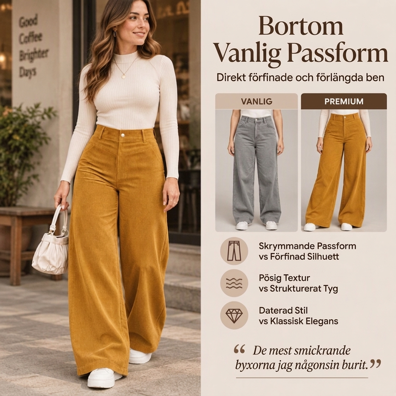 📢🎉50 % rabatt!!!🛍️✨ Fritidsbyxor i corduroy för damer med vida ben-3
