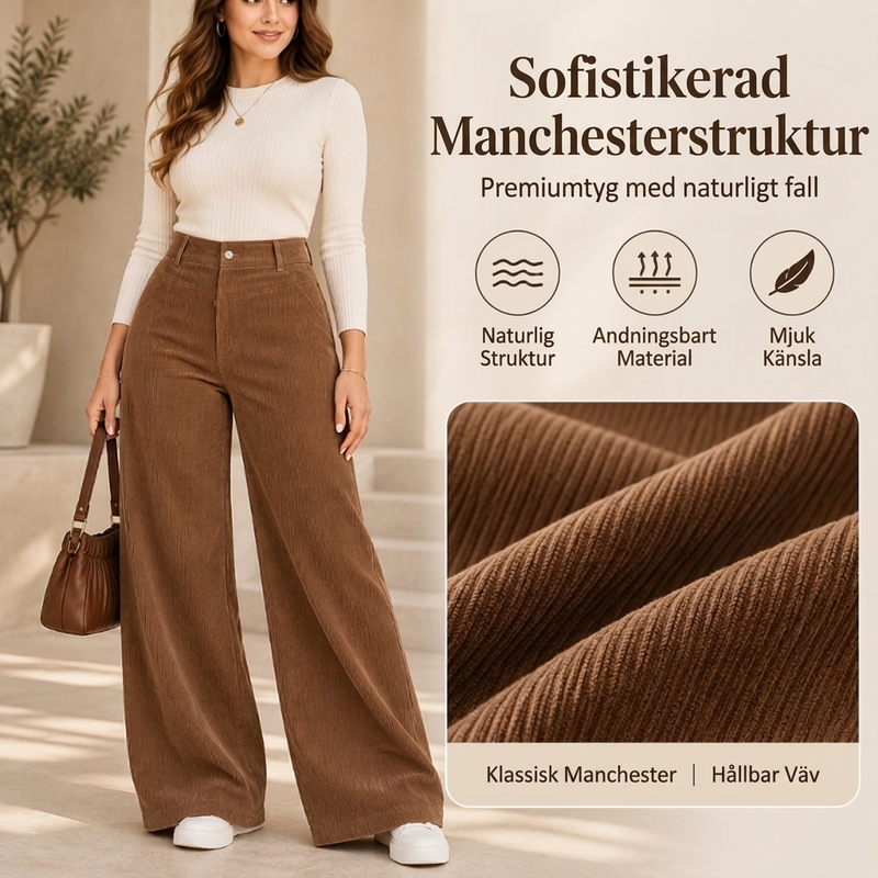📢🎉50 % rabatt!!!🛍️✨ Fritidsbyxor i corduroy för damer med vida ben-4