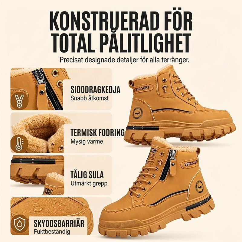 🚚 Fri frakt på just den här produkten!  🥾Varmfodrade herrkängor med sidodragkedja och snörning-1