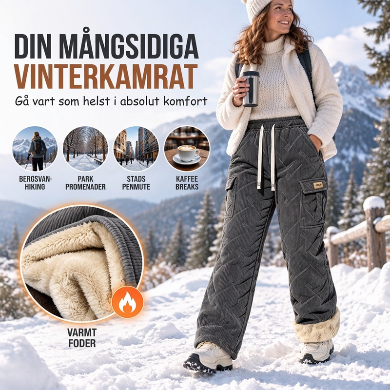 🚚 Fri frakt på just den här produkten!  ✨ Ribbade velourcargobyxor för damer med mjukt foder: perfekta för vardagsbruk 👖-4