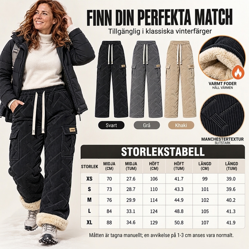 🚚 Fri frakt på just den här produkten!  ✨ Ribbade velourcargobyxor för damer med mjukt foder: perfekta för vardagsbruk 👖-5