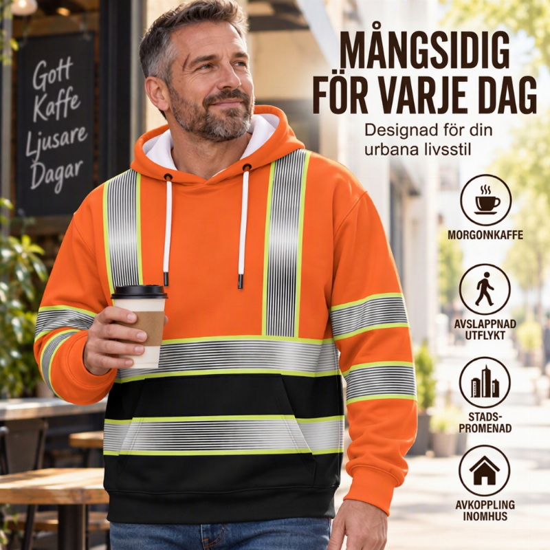 🎁Nyhet!🎁 Tryckt hoodie för herrar med högsynligt motiv-4