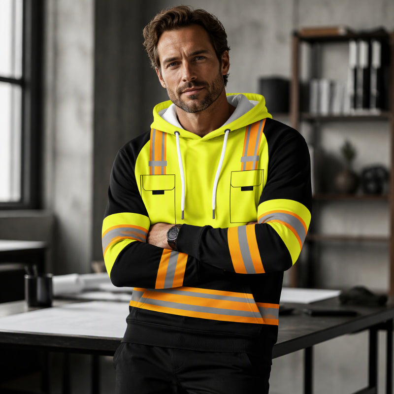 🎁Nyhet!🎁 Tryckt hoodie för herrar med högsynligt motiv-6