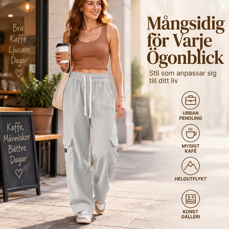 📢🎉50 % rabatt!!!🛍️✨Retro-cargobyxor i corduroy för damer-5