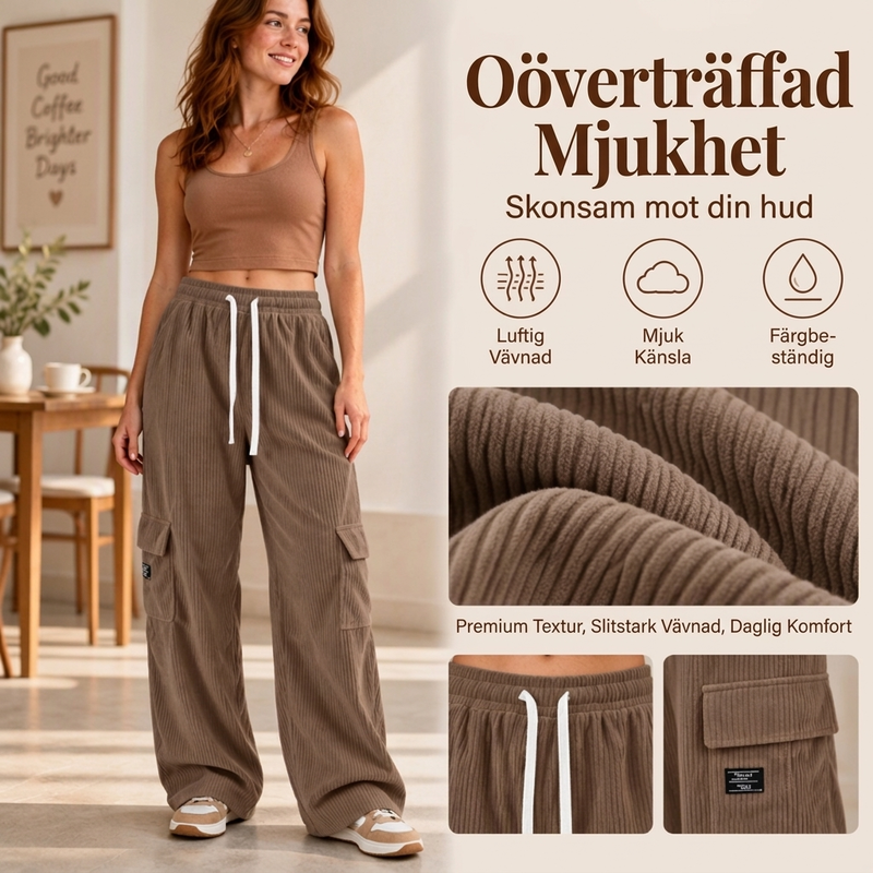 📢🎉50 % rabatt!!!🛍️✨Retro-cargobyxor i corduroy för damer-3