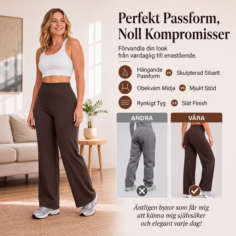 🔥 Köp 2 – Spara mer!  Högmidjade vida yogabyxor för kvinnor🏃‍♀️😍-3