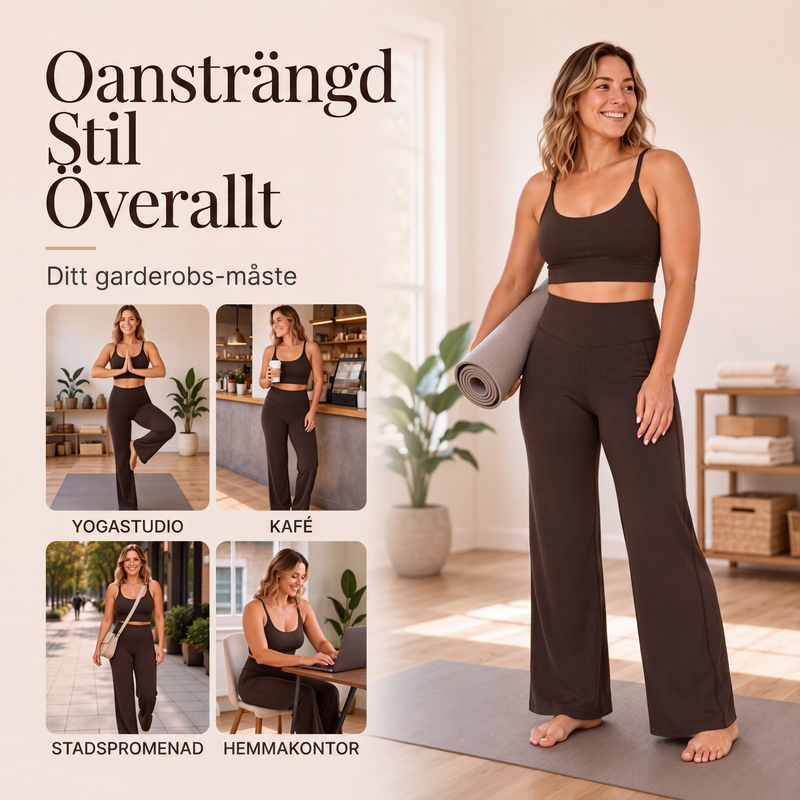 🔥 Köp 2 – Spara mer!  Högmidjade vida yogabyxor för kvinnor🏃‍♀️😍-5