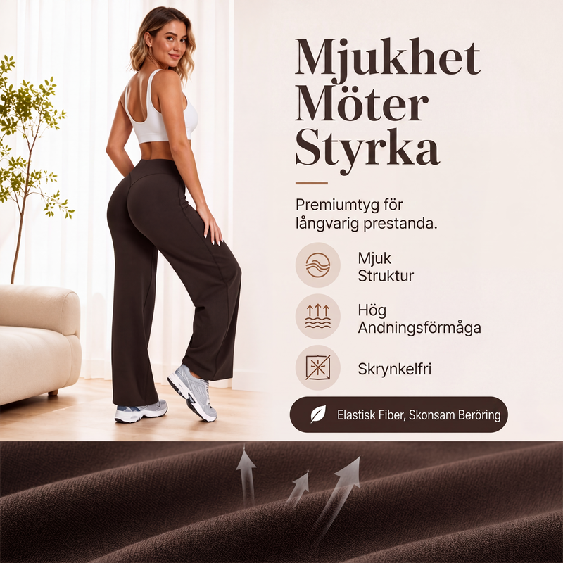 🔥 Köp 2 – Spara mer!  Högmidjade vida yogabyxor för kvinnor🏃‍♀️😍-4