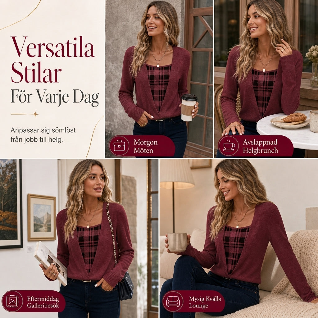 ✨ Nyhet – Rutig stickad damskjorta 👚 Lager-på-lager-look, mjuk stickning och stilfull, avslappnad stil 🌸-5
