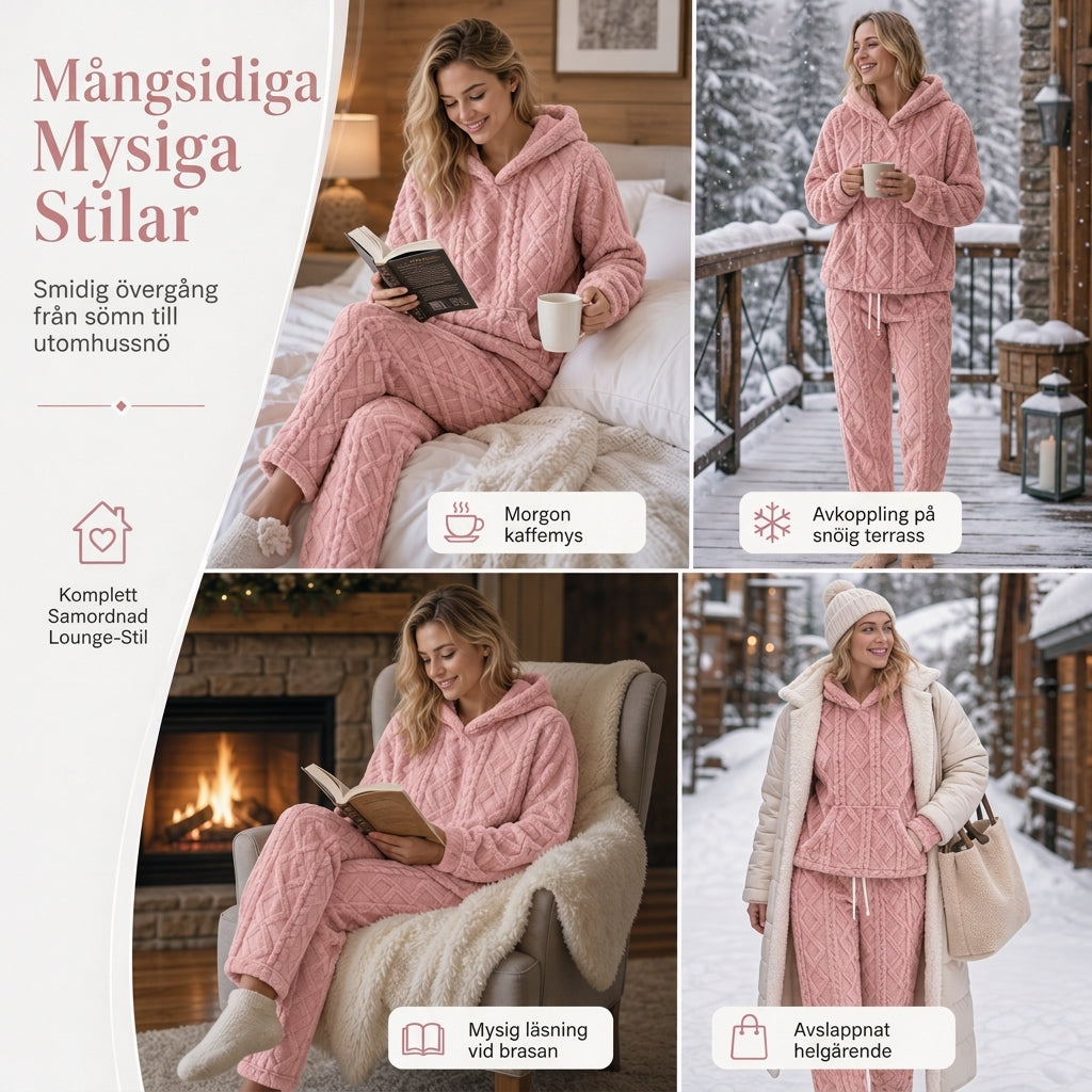 🚚 Fri frakt på just den här produkten!  2-delat set i mjuk plysch för kvinnor: huvtröja och byxor-6