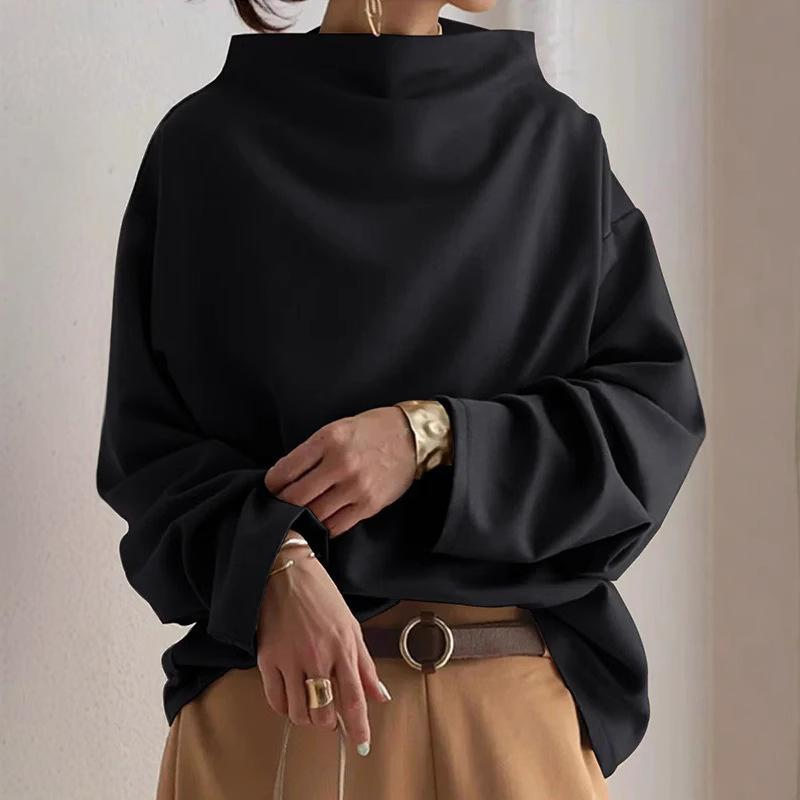 🔥En supertrendig och mångsidig topp🔥 Löst passande sweatshirt med skärhals, draperad design, nersatta axlar och långa ärmar-9